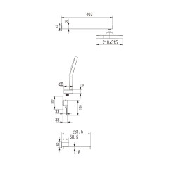 Душевая система встраиваемая Rose R1035H, черный