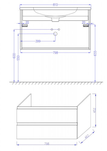 Тумба под раковину Jacob Delafon Madeleine 80 подвесная, белый матовый (EB2053-J51)