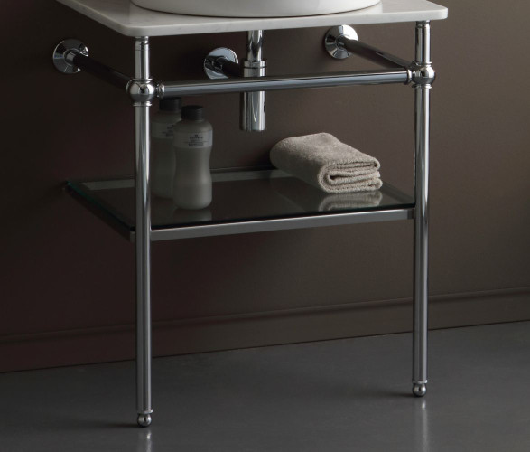 Stil Haus Marte, настенная консоль со стеклянной и керамической полкой, цвет хром