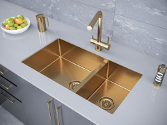 Мойка нерж. сталь Paulmark AISI304 OSSER, PM527844-BG, брашированное золото, 780х440мм, Paulmark