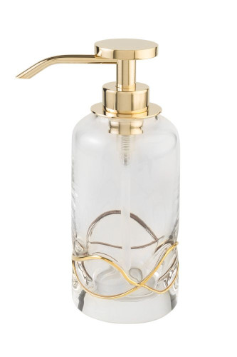 Surya Crystal Stream, дозатор 7х7хh18 см с помпой V6, цвет золото