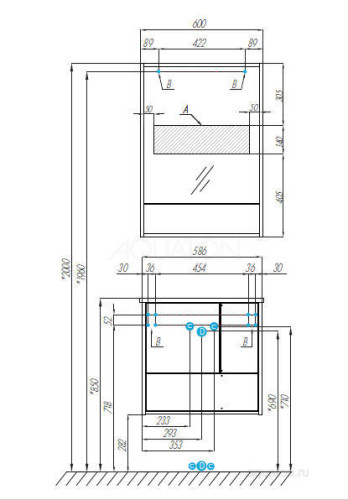 Зеркало-шкаф AQUATON Ривьера 60 белый (1A238902RVX20)