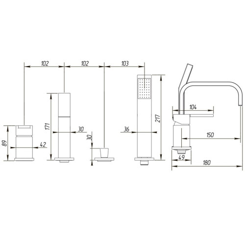 Смеситель на борт ванны Migliore Kvant ML.KVT-2756.CR