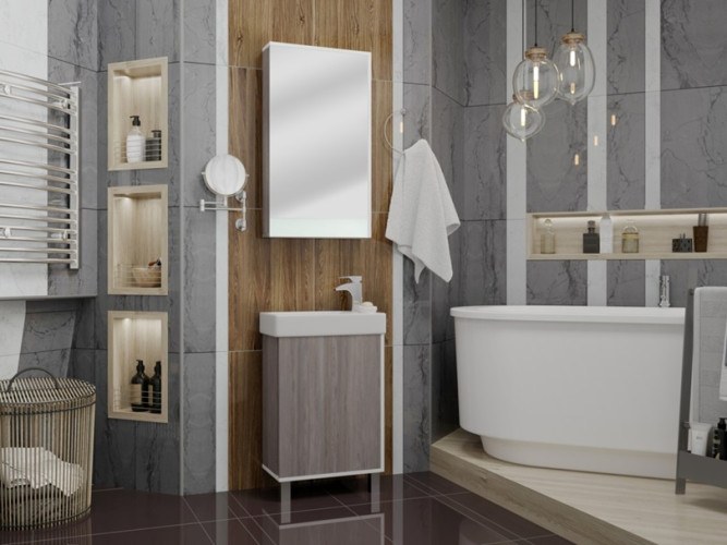 Тумба под раковину AQUATON Эмма напольный, Дуб Навара (1A221601EAD80)