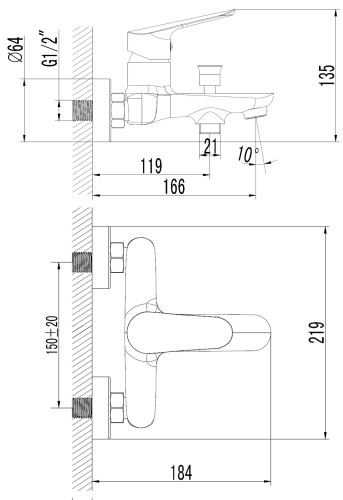 Смеситель для ванны AZARIO CAMPO с ручным душем, керамический картридж, хром (AZ-KX238275C)
