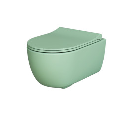 Унитаз Abner 103T21001R (545*360*330)  МАТОВЫЙ МЯТНЫЙ подвесной БЕЗОБОДКОВЫЙ с тонкой крышкой