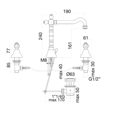 Смеситель для раковины Fiore COLONIALE SKY (SWAROVSKI®) 03CO0637, хром/золото