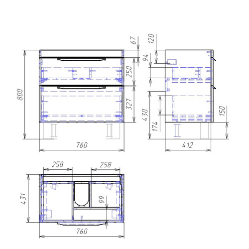 Тумба OWL 1975 Vind stor 80, белый лак