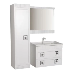 Комплект для ванной Atoll Парадис 80 с Пенал Atollом белый матовый