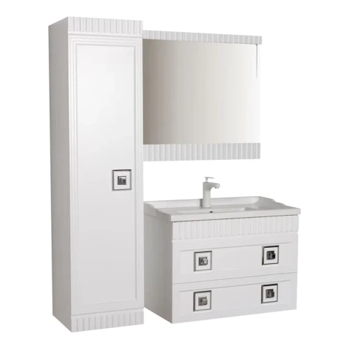 Комплект для ванной Atoll Парадис 80 с Пенал Atollом белый матовый