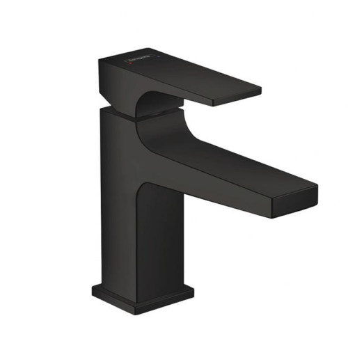 Смеситель для раковины 100, Metropol, однорычажный, с рычаговой рукояткой, со сливным клапаном Push-Open черный матовый 32500670