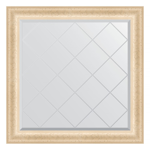 Зеркало настенное с гравировкой EVOFORM в багетной раме старый гипс, 85х85 см, BY 4312