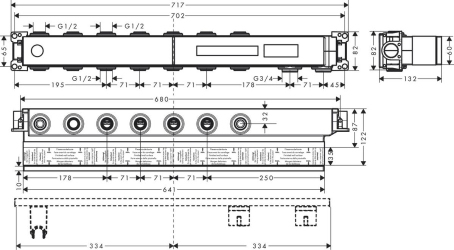 Скрытая часть для Hansgrohe RainSelect с 5 кнопками (15313180)