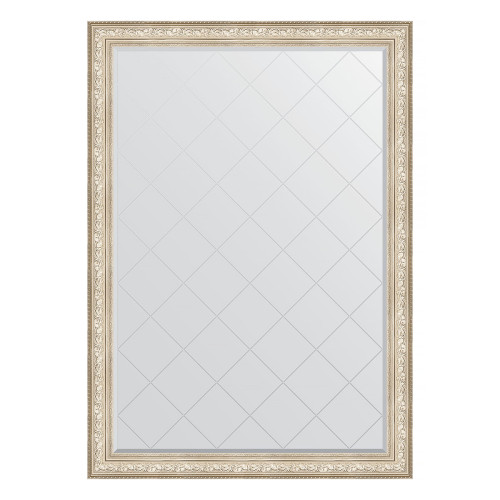 Зеркало настенное с гравировкой EVOFORM в багетной раме виньетка серебро, 135х190 см, BY 4512