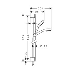 Душевой набор Hansgrohe Croma Select E Multi EcoSmart 9 л/мин, штанга 65 см, белый/хром (26581400)