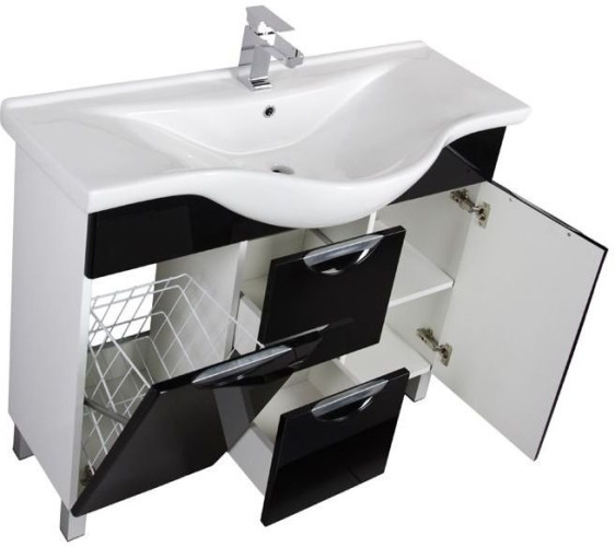 Тумба с раковиной Aquanet Асти 105 б/к черный
