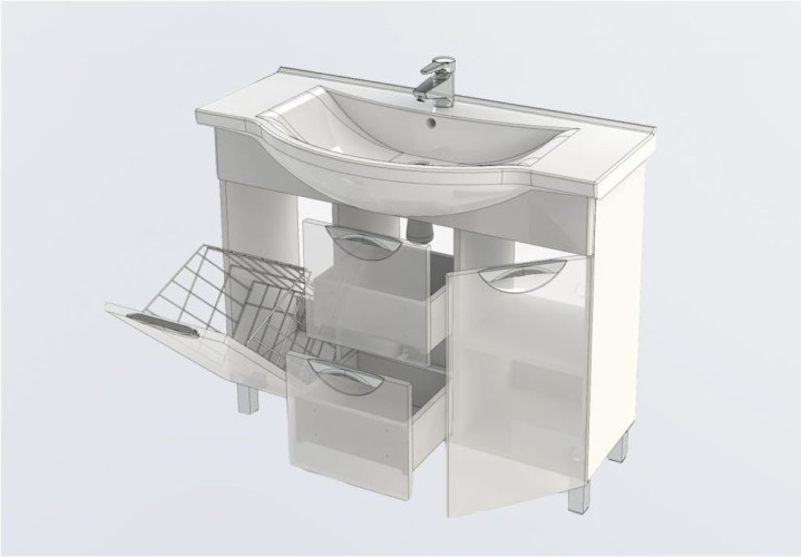 Тумба с раковиной Aquanet Асти 105 б/к черный