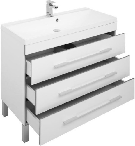 Тумба с раковиной Aquanet Верона NEW 100 белый (напольная 3 ящика)