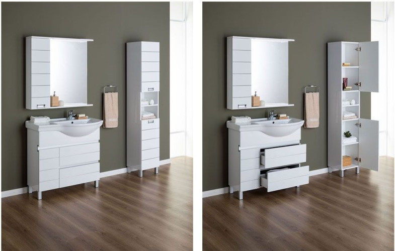 Тумба с раковиной Aquanet Доминика 90 R белый