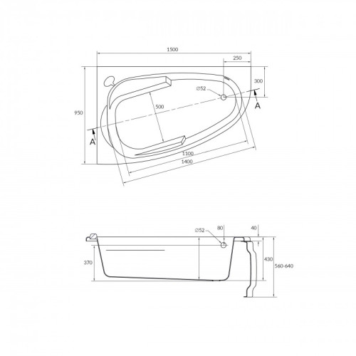 Ванна асимметричная Cersanit JOANNA 150x95 левая