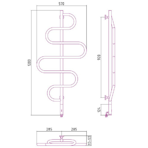 Электрический полотенцесушитель Сунержа Штандарт 1200x570