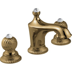 Emmevi The One, смеситель 98033SW для раковины на 3 отверстия. Металлические ручки + прозрачные кристаллы, цвет бронза
