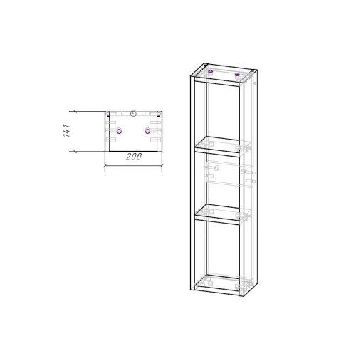 Модуль Cersanit MODUO 20х14.1х80 Подвесной Дуб (SBMDMOD20SW)