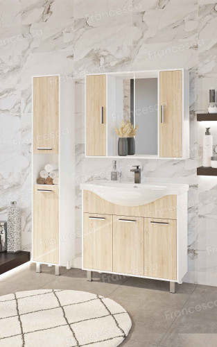 Шкаф-зеркало Francesca Eco 90 дуб/белый