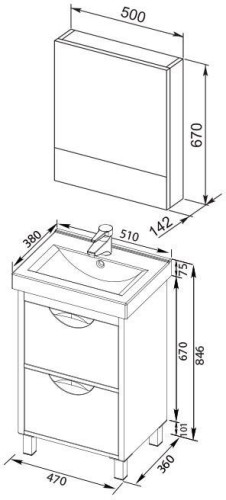 Мебель для ванной Aquanet Гретта 50 светлый дуб