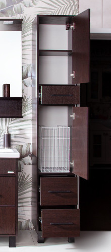 Шкаф пенал Бриклаер Чили 35 4627125415081 с бельевой корзиной Венге