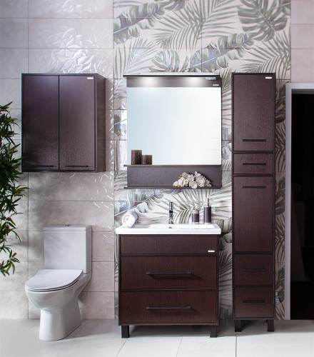 Шкаф пенал Бриклаер Чили 35 4627125415081 с бельевой корзиной Венге