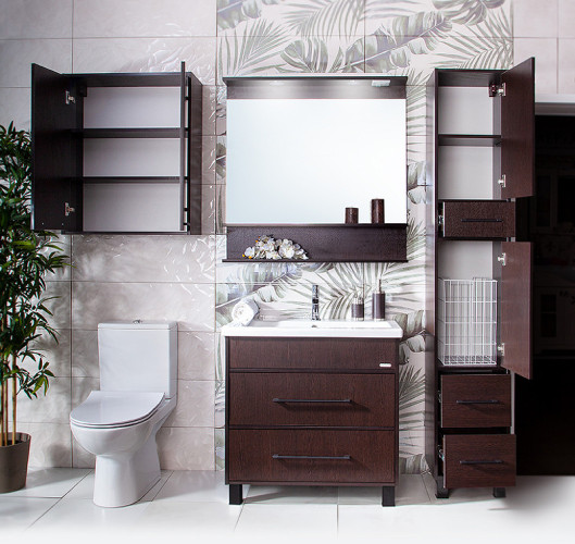 Шкаф пенал Бриклаер Чили 35 4627125415081 с бельевой корзиной Венге