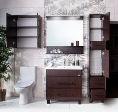 Шкаф пенал Бриклаер Чили 35 4627125415081 с бельевой корзиной Венге