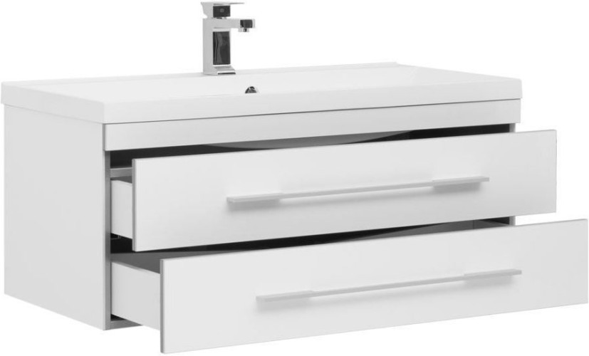 Тумба с раковиной Aquanet Верона NEW 100 белый (подвесная 2 ящика)