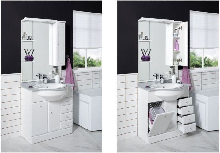 Тумба с раковиной Aquanet Марсель 80 б/к белый