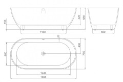 Ванна из искусственного камня Aquastone Бали 170x80
