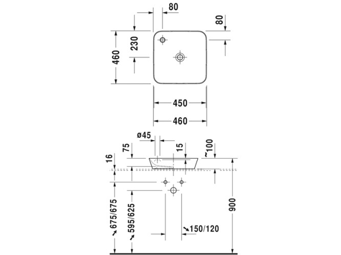 Раковина с подиумом для смесителя DURAVIT CAPE COD 2340460000
