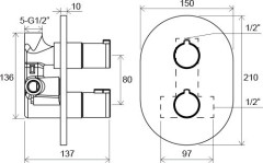 Смеситель термостатический скрытого монтажа Chrome без переключателем CR 064.00