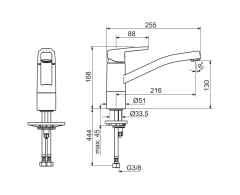 Смеситель для кухни Oras Saga с поворотным изливом (3930F)
