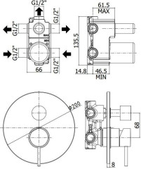 Смеситель для душа Paffoni Light LIG019NO (с внутренней частью)