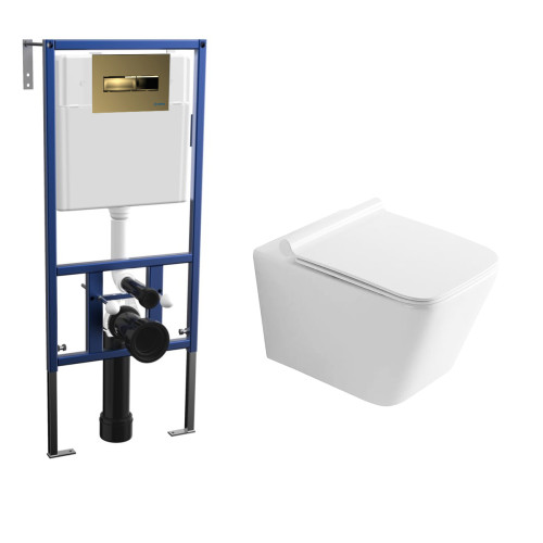 Комплект унитаза Bauedge NS0001-PRO с инсталляцией Nova NV4501 и кнопкой Nova NV7325