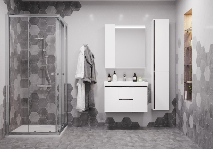 Зеркало-шкаф AQUATON Рене 80 Белый/Грецкий орех (1A222502NRC80)