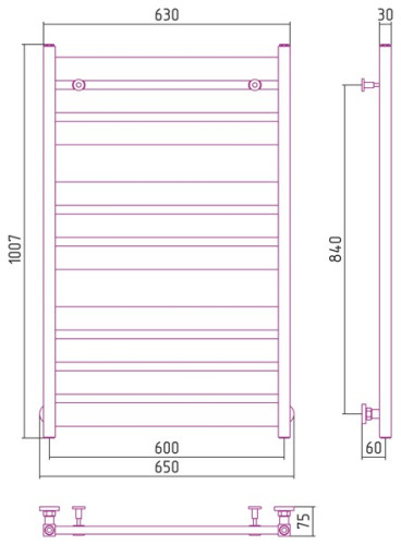 Водяной полотенцесушитель Сунержа Центурион 1000х600