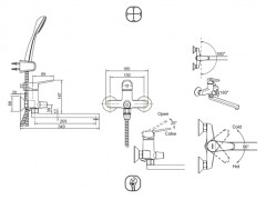 Набор для ванны Bravat Eco смеситель с длинным изливом, душевая штанга, душевая лейка Хром (F00414C)