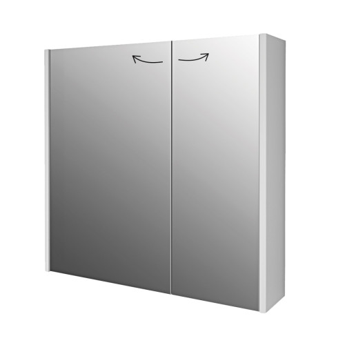 Шкаф зеркальный PRIME, 70 см, 2 дверцы, 4 стеклянные полки, белый