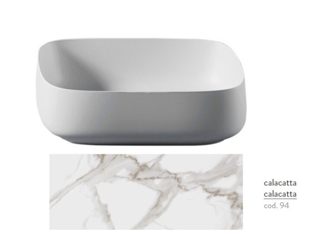 Раковина Artceram Cognac Quadro 560*410*155 отверстия для смесителя-отсутствуют Calacatta