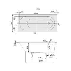 Ванна квариловая Villeroy&Boch OBERON 170х70 UBQ177OBE2V-01