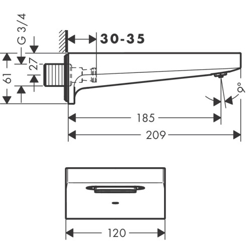 Излив на ванну Hansgrohe Metropol, хром (32543000)