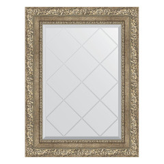 Зеркало настенное с гравировкой EVOFORM в багетной раме виньетка античное серебро, 55х72 см, BY 4014