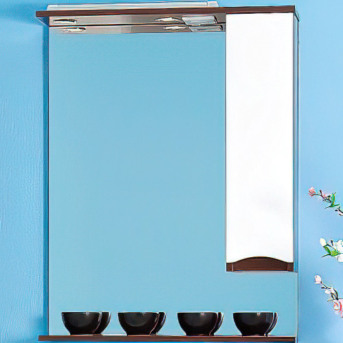 Зеркало со шкафом Бриклаер Токио 70 R 4627125411588 с подсветкой Венге Белый глянец